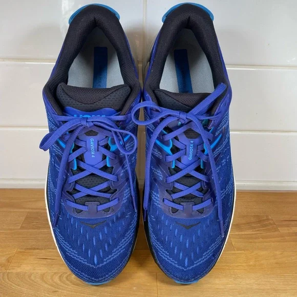 Hoka Gaviota 4 Men's Blue and Black Cushioning Running Shoes - Picture 4 of 13